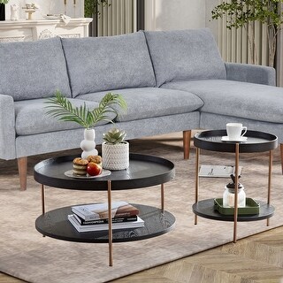 2-Piece Modern 2 tier Round Nesting Coffee Table Set - Bed Bath ...