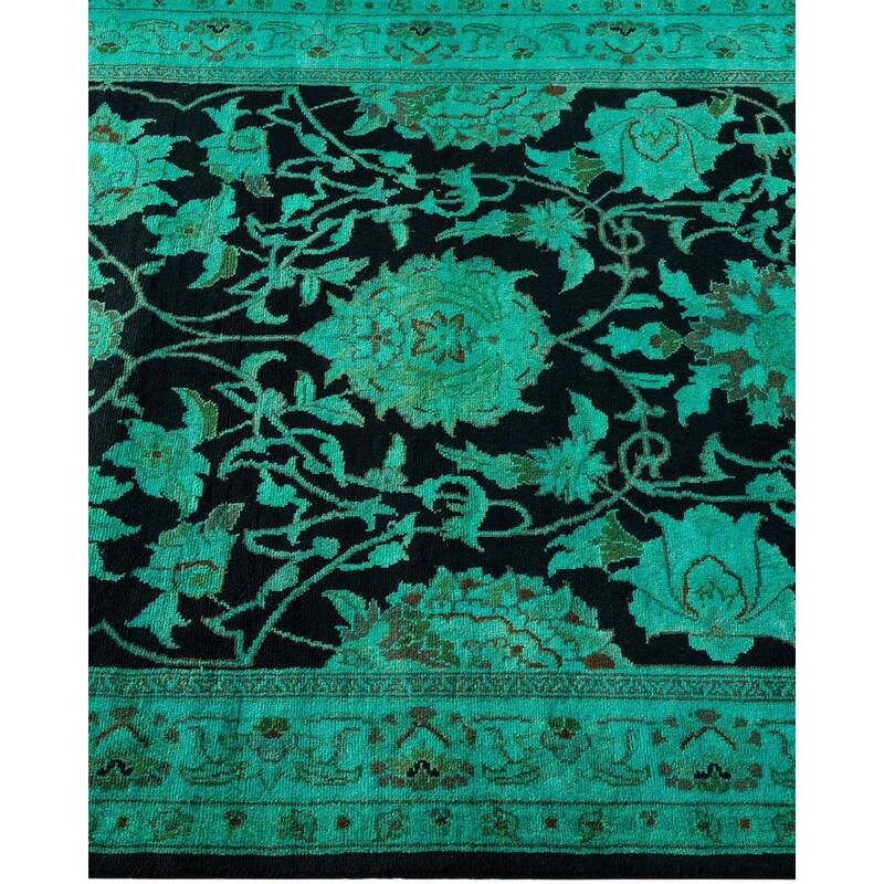 Overton Hand Knotted Wool Vintage Inspired Modern Contemporary Overdyed Black Runner Rug - 2' 7" x 10' 3"