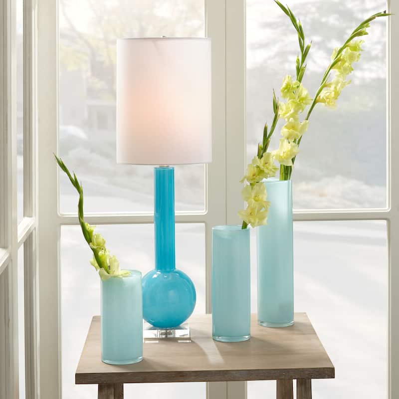 Jamie Young Studio Glass Table Lamp With Tall Thin Drum Shade