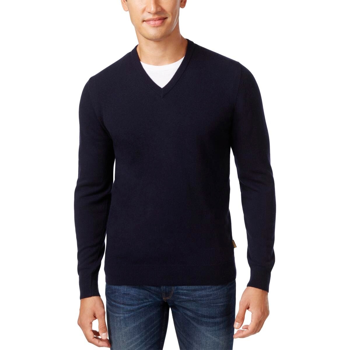 men's v neck sweater with elbow patches