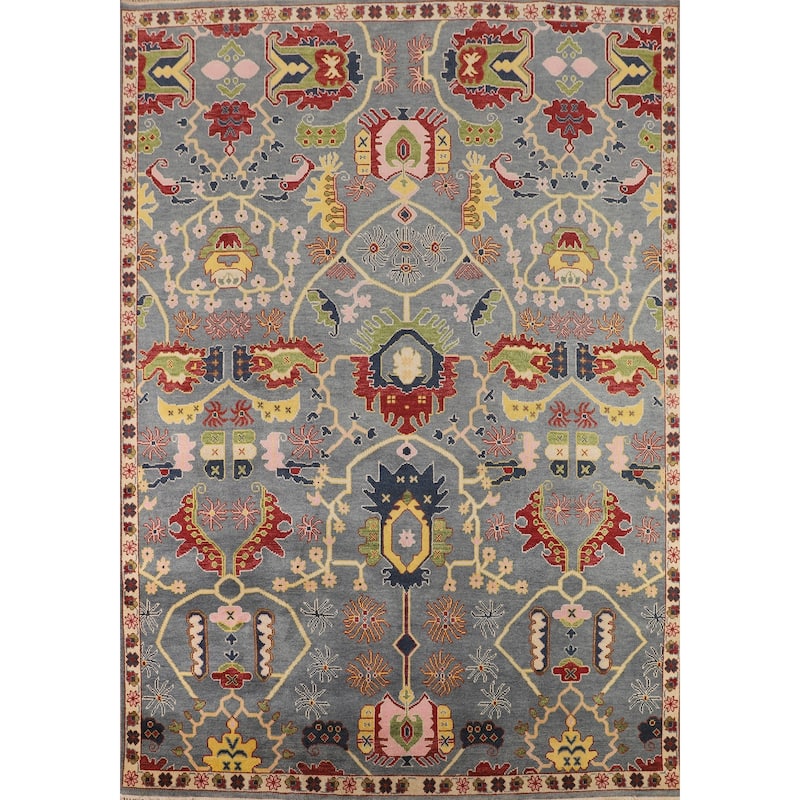 All-Over Oushak Indian Area Rug Handmade Wool Carpet - 8'11"x 11'8"