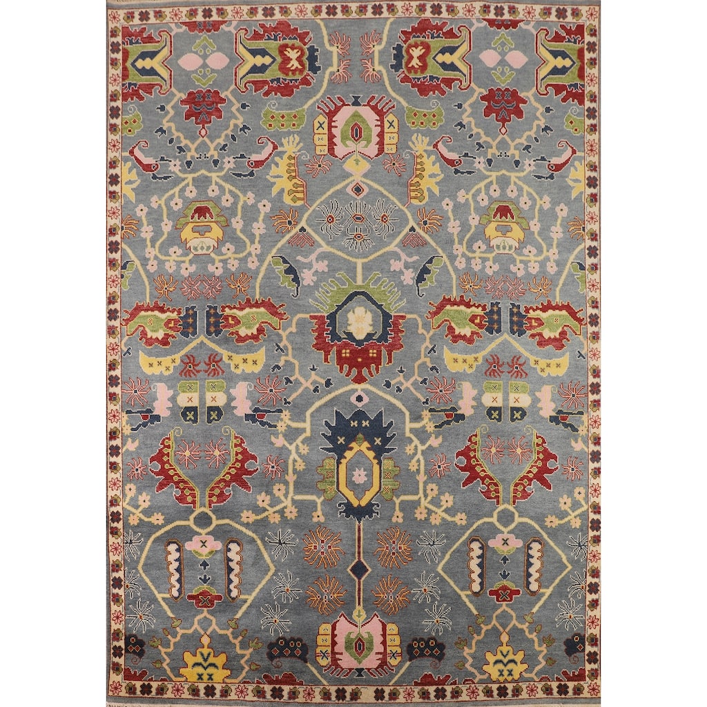 All-Over Oushak Indian Area Rug Handmade Wool Carpet - 8'11"x 11'8"