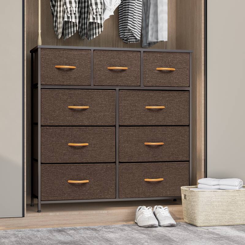 VredHom Extra Wide 9 Drawers Fabric Dresser Storage Organizer