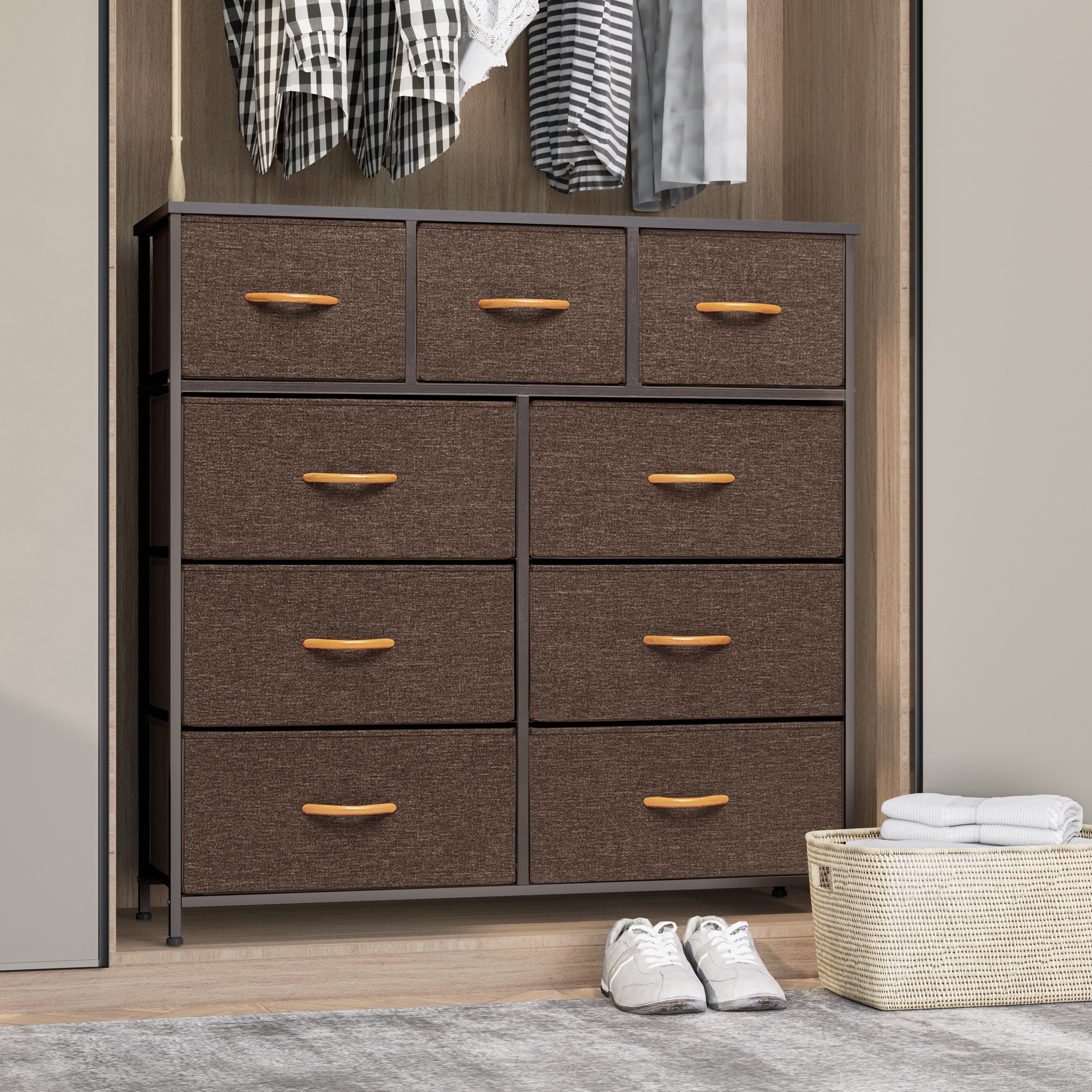 VredHom Extra Wide 9 Drawers Fabric Dresser Storage Organizer