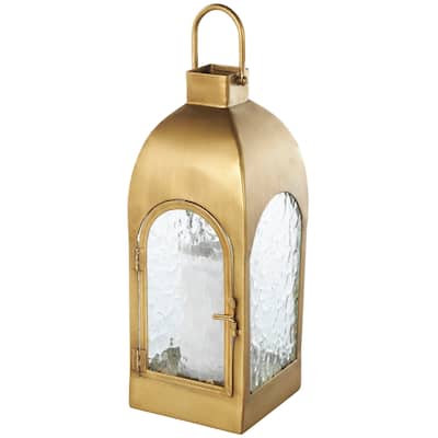 Metal Arched Candle Lantern with Top Handle - Gold - Roche River Decor - 6"W x 6"L x 18"H