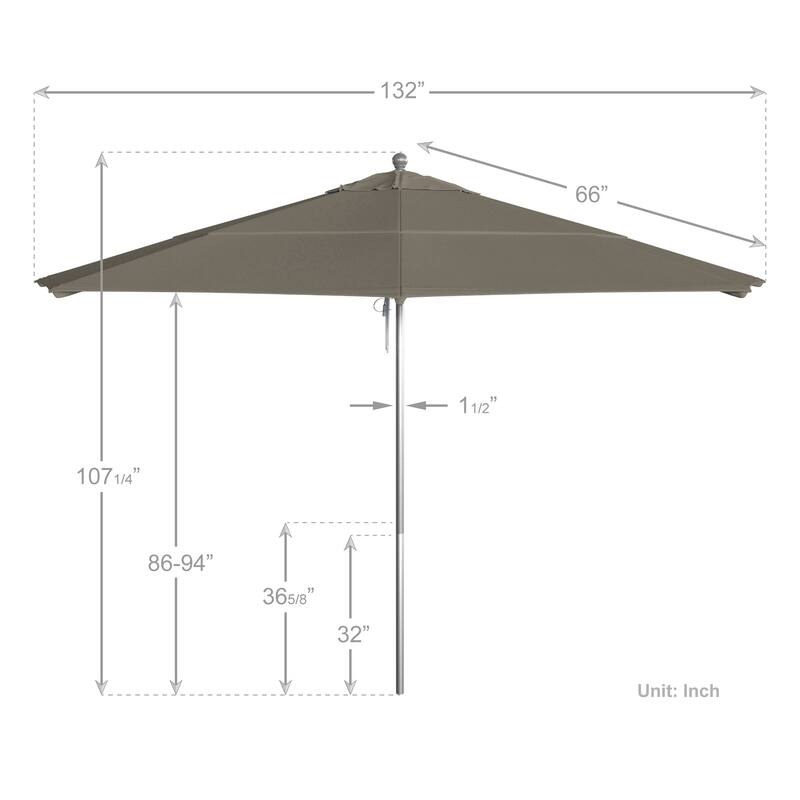 California Umbrella 11' Venture Series Patio Umbrella Silver Aluminum Pole Fiberglass Ribs Pulley Lift Pacifica