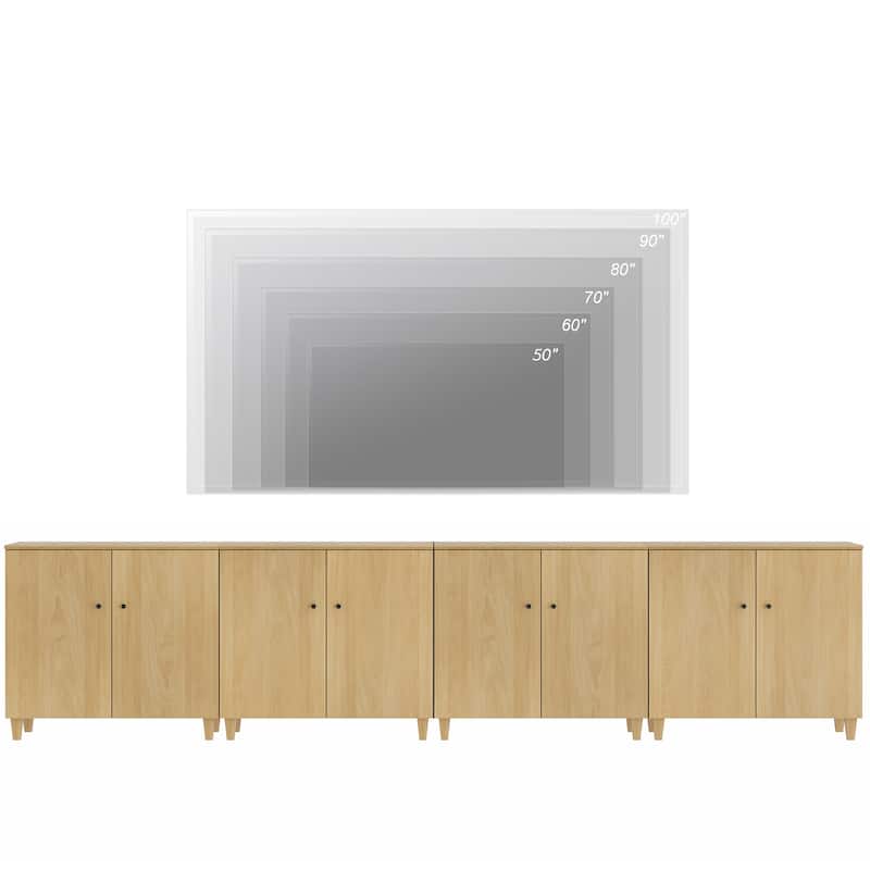 WAMPAT Wide TV Stand Cabinet, Entertainment Center with Doors, 32.4"H