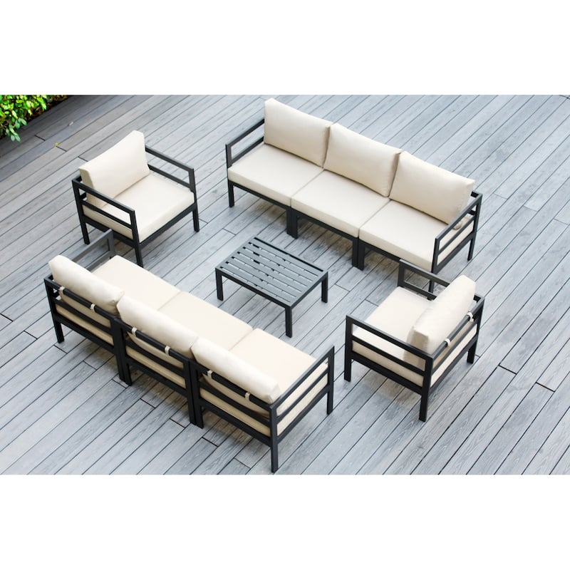 Ohana Outdoor 9-pc. Cushioned Aluminum Sectional - No Assembly - Supercrylic Beige