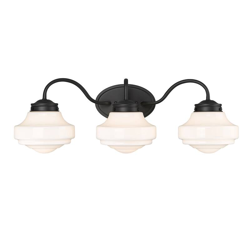 Ingalls 27.5" Wide 3-Light Vanity Light - Matte Black with Vintage Milk Glass