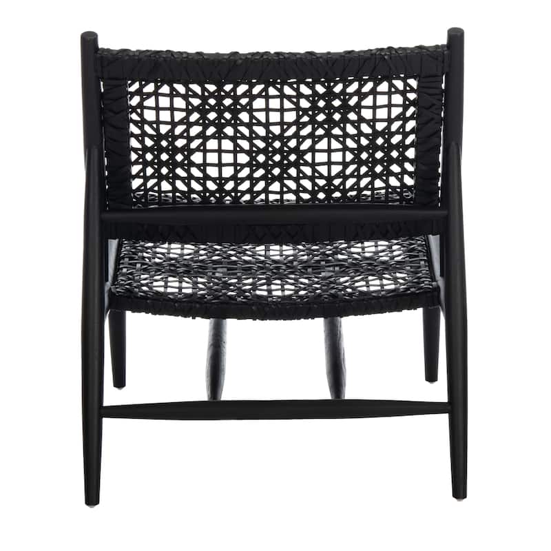SAFAVIEH Bandelier Open Leather Weave Squared Accent Chair. - 26" W x 32" D x 31" H