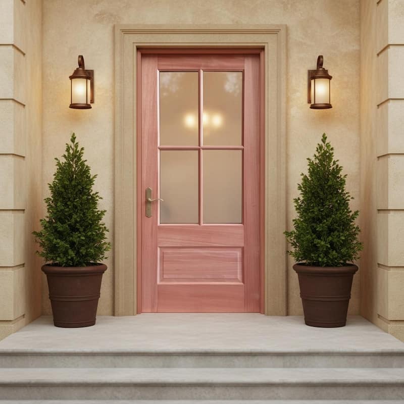 Solid Mahogany 4-Lite Entry Door with Low-E Glass