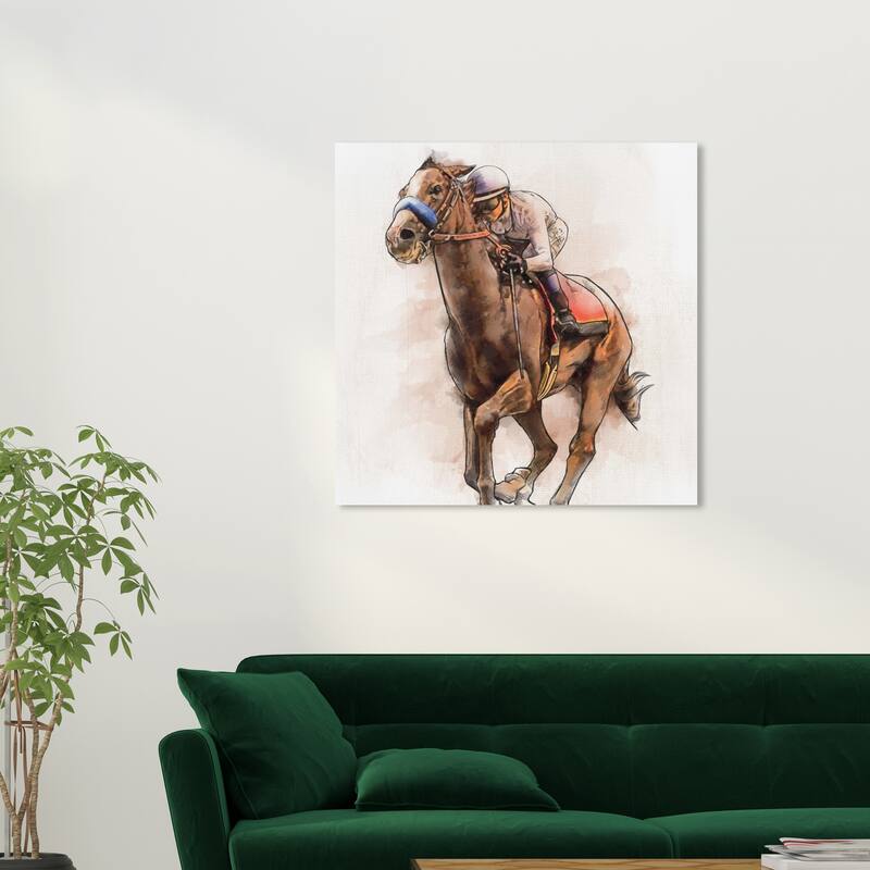 Wynwood Studio Canvas Animals Horseback Riding Brown and Cream White Farmhouse Wall Art Canvas Print - 30 x 30