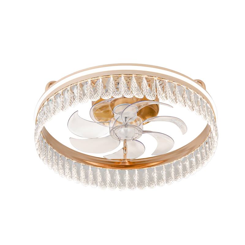 20-In LED Rosa Gold Chandelier Ceiling Fan with Light Remote(7-blade)