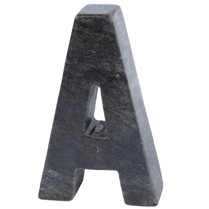 Creative Home Natural Black Marble Letter A Bookend, Paper Weight - Black