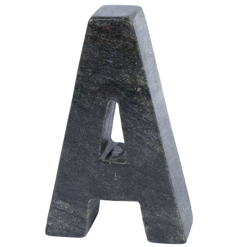 Creative Home Natural Black Marble Letter A Bookend, Paper Weight