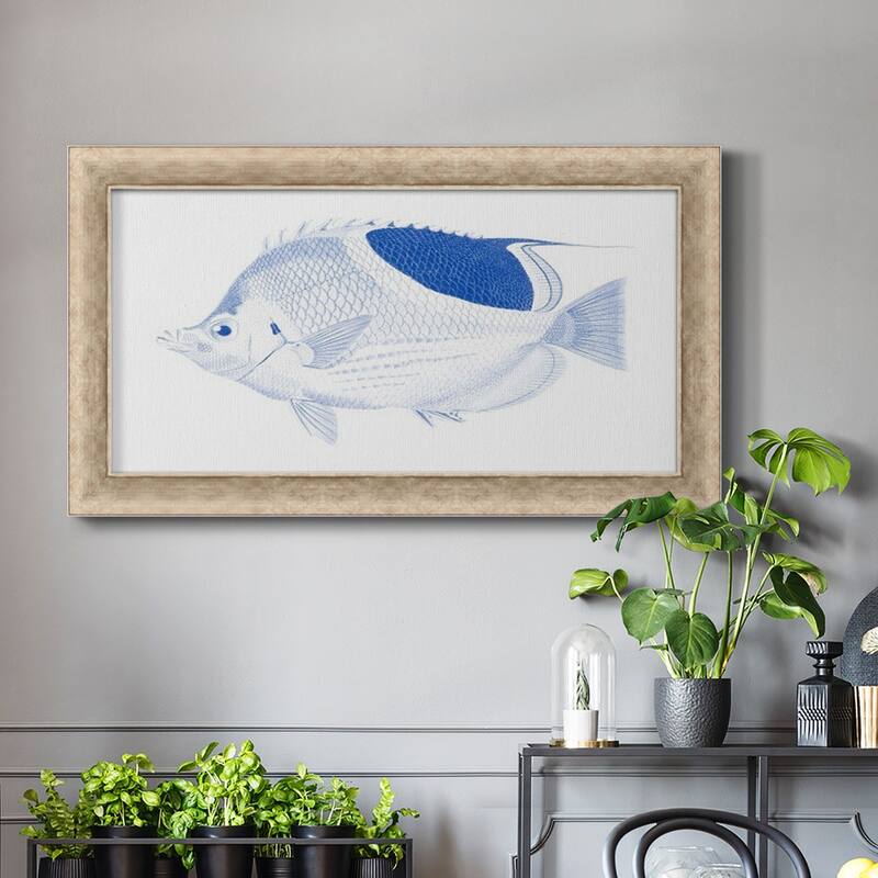 Blue & White Tropical Fish I Premium Framed Canvas- Ready to Hang