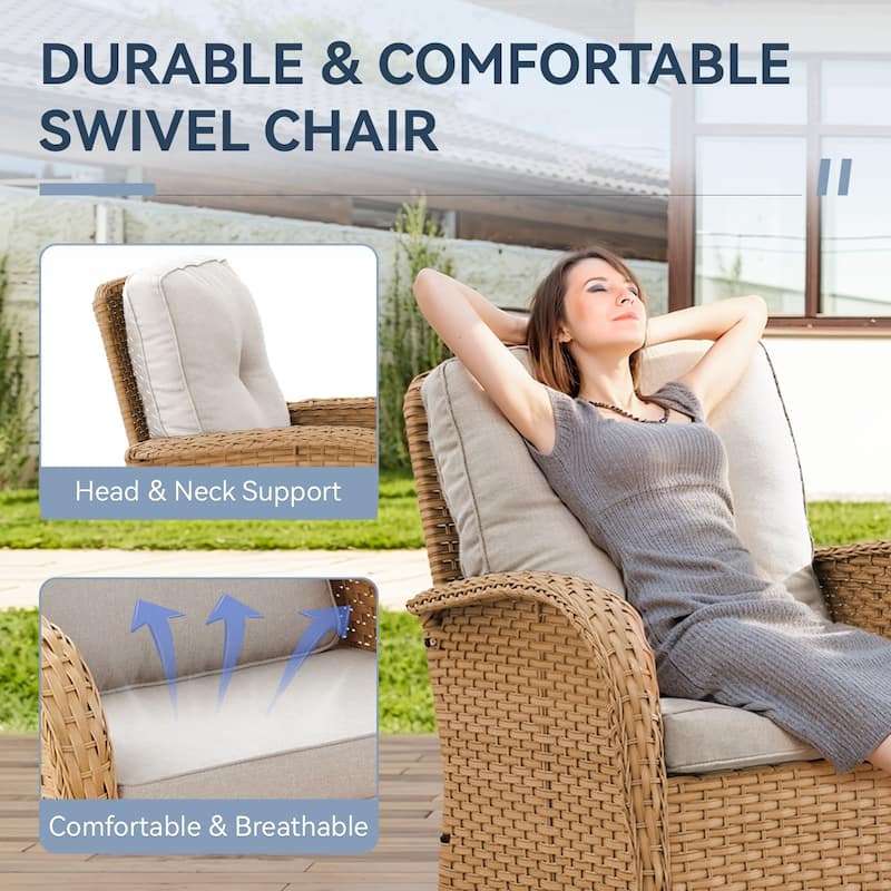 Gymojoy Outdoor Wicker Patio Furniture Loveseat and Chair Set