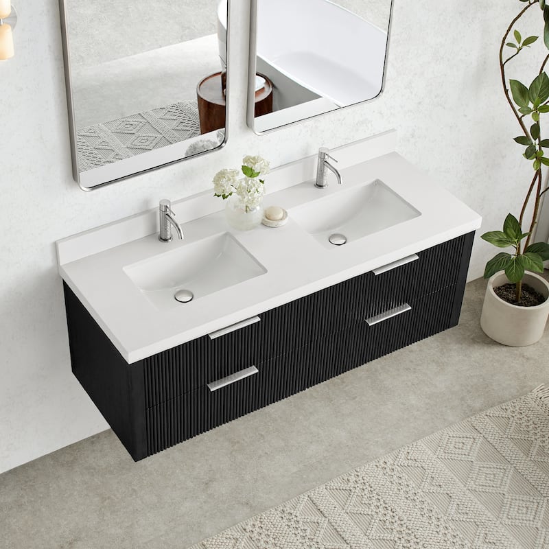 Barcelona Floating Bath Vanity with Quartz Stone Top without Mirror