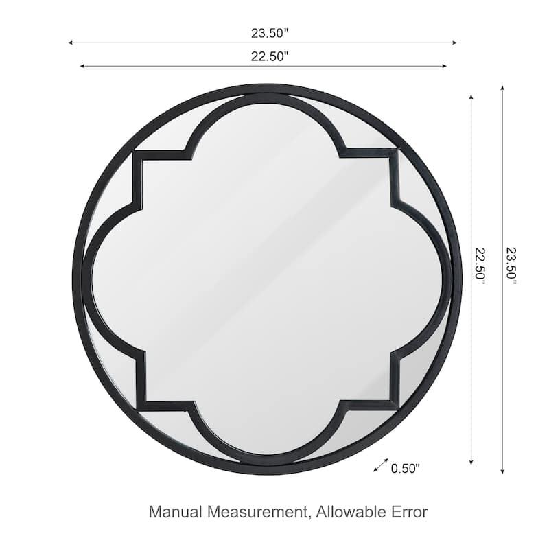 Glitzhome Modern Round/ Arched Black Metal Glass Wall Mounted Mirror Indoor Decor