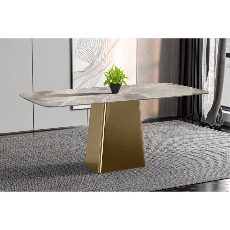 Quinix Rectangular Dining Table with Sintered Stone/Glass Top