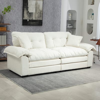 84" Chenille Sofa Small Sofa Loveseat Deep Seat Sofa Couch with 2 Throw Pillows & Memory Foam Lounge
