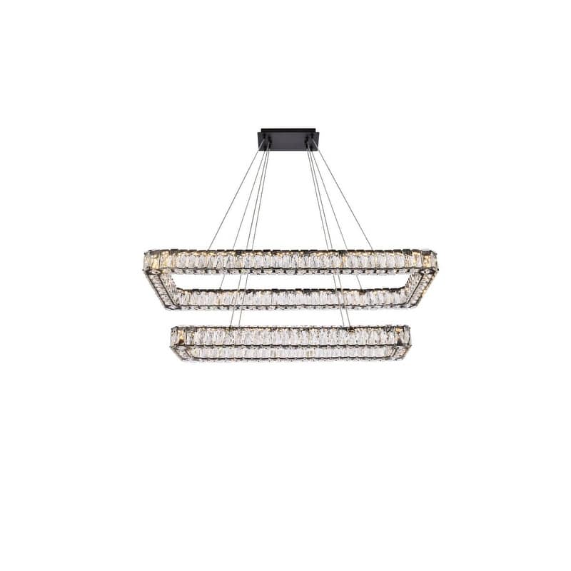 Elegant Lighting 3504G42L2 Monroe 42" Wide LED Crystal Linear - Black