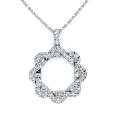 1Ct Intertwined Circle Diamond Pendant Women's Gold Necklace Lab Grown