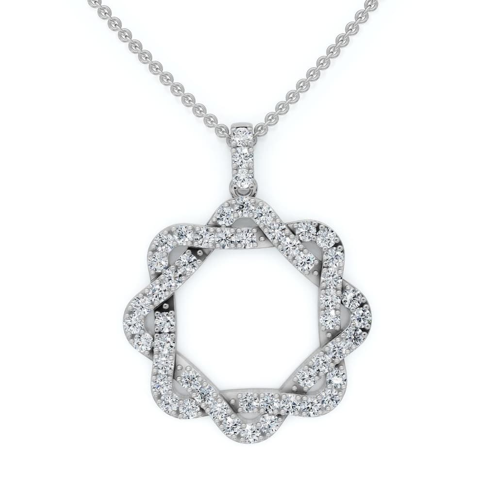 1Ct Intertwined Circle Diamond Pendant Women's Gold Necklace Lab Grown