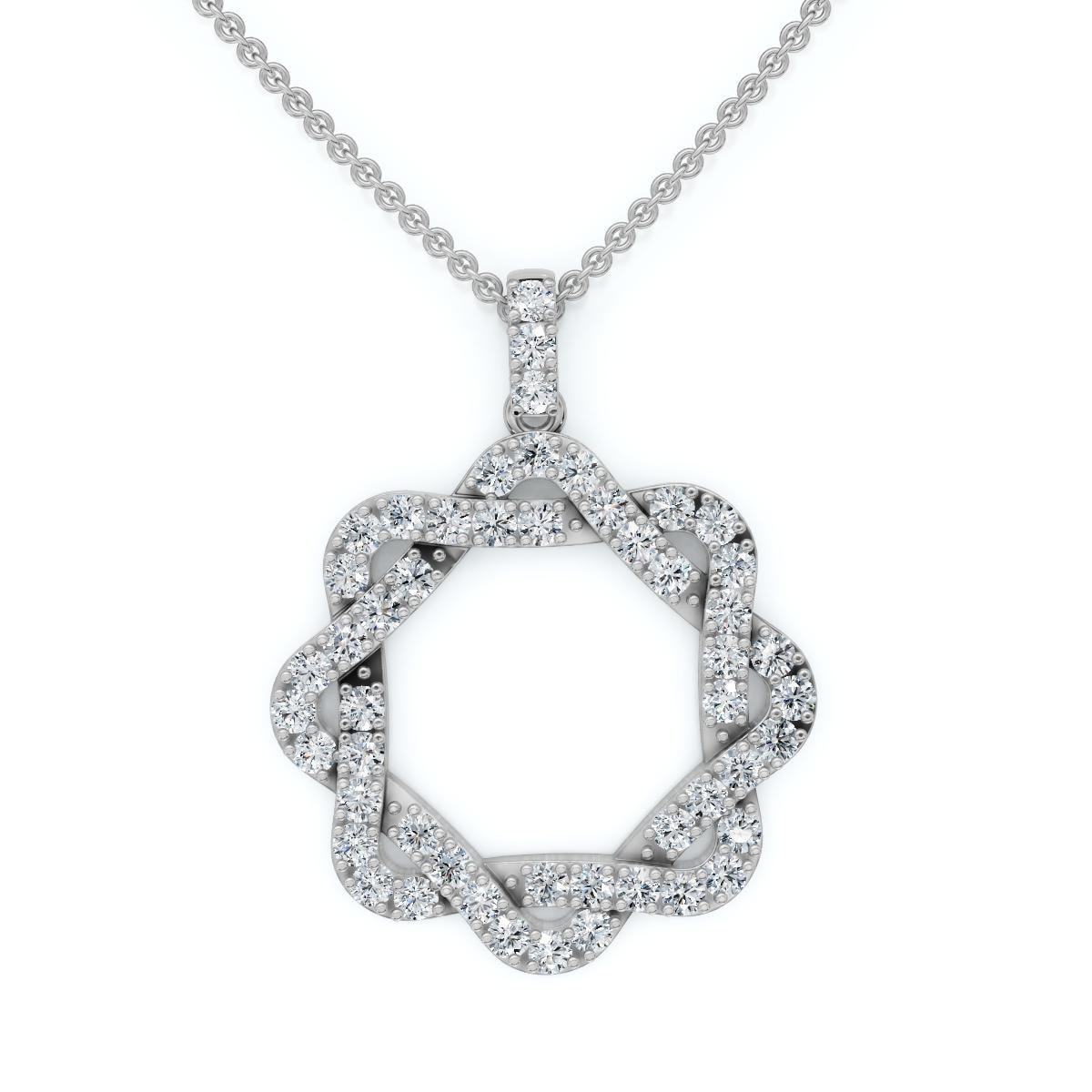 Bliss Diamond 1Ct Intertwined Circle Diamond Pendant Women's Gold Necklace Lab Grown