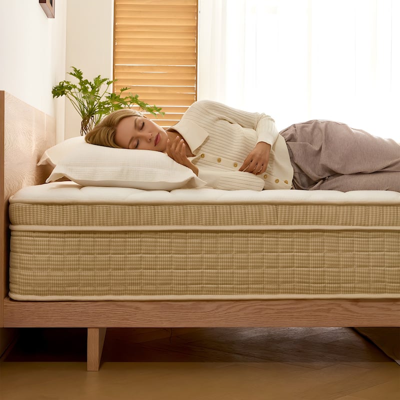 Mattress 14 Inch Hybrid Pillow Top Gel Memory Foam Medium Firm Motion Isolation Edge Support Fiberglass-Free