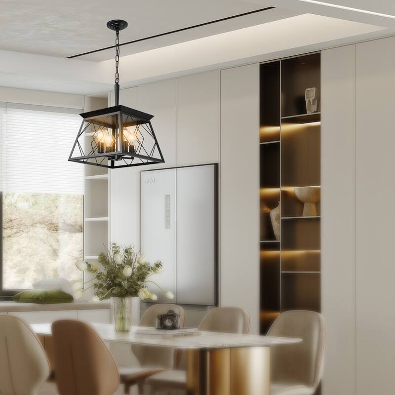 Farmhouse Chandelier 4-Light Vintage Antique Chandeliers Light Fixture For Kitchen Dining Room Living Room(No bulbs)
