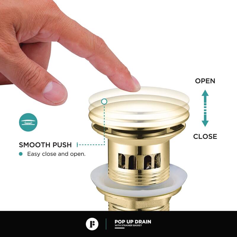 Fine Fixtures Modern Single Hole Bathroom Sink Faucet with Pop-up Drain and Strainer Basket