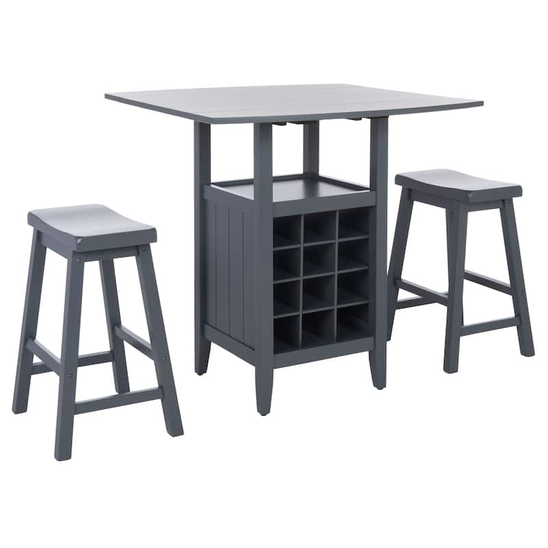 SAFAVIEH Mascha 3-Piece Set Drop Leaf Pub Table - 36" W x 36" L x 36" H - 36Wx36Dx36H