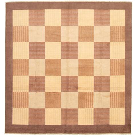 ECARPETGALLERY Hand-knotted Peshawar Ziegler Brown, Ivory Wool Rug - 8'1 x 8'1