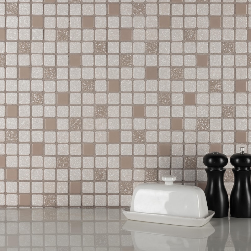 Merola Tile Crystalline Square Beige 12" x 12" Porcelain Floor and Wall Tile