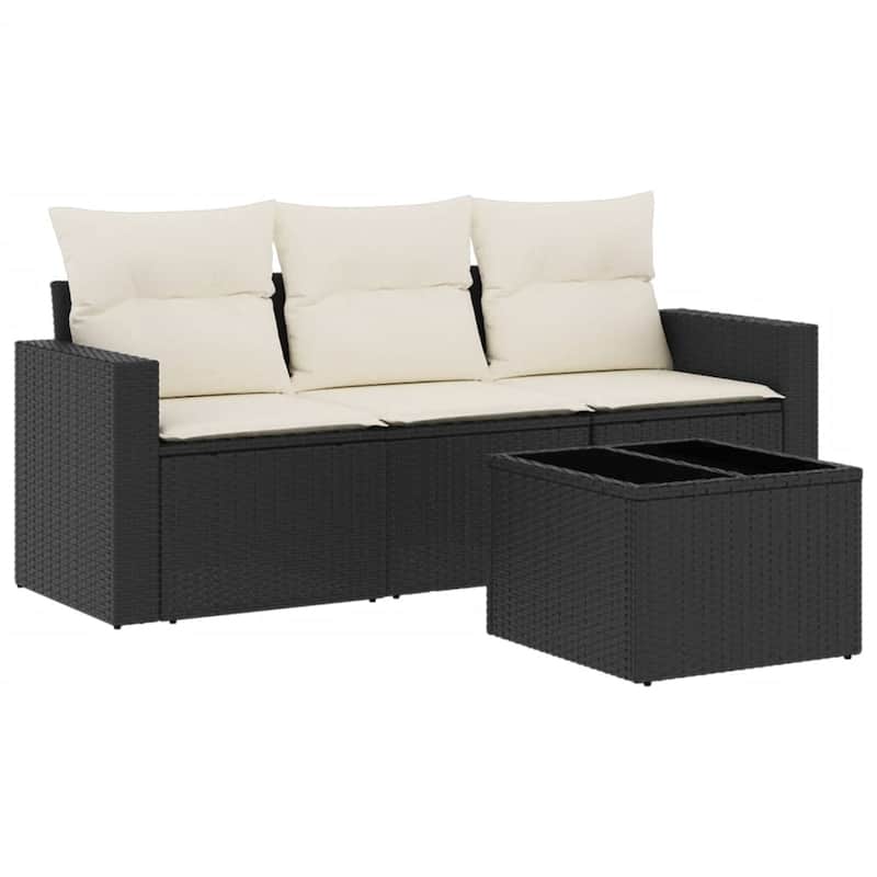 vidaXL Garden Sofa Set Black PE rattan, powder-coated steel, tempered glass - 21.7 x 21.7 x 14.6