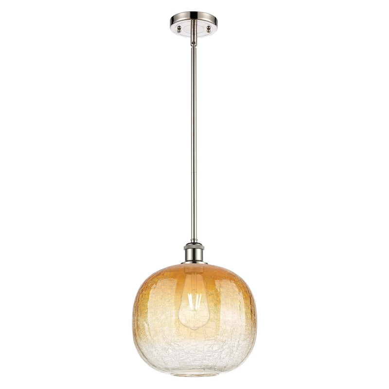 Innovations Lighting Endless Possibilities Ballston - Brookhaven Sphere - 1 Light 11" Stem Hung Mini Pendant - Polished Nickel/Amber