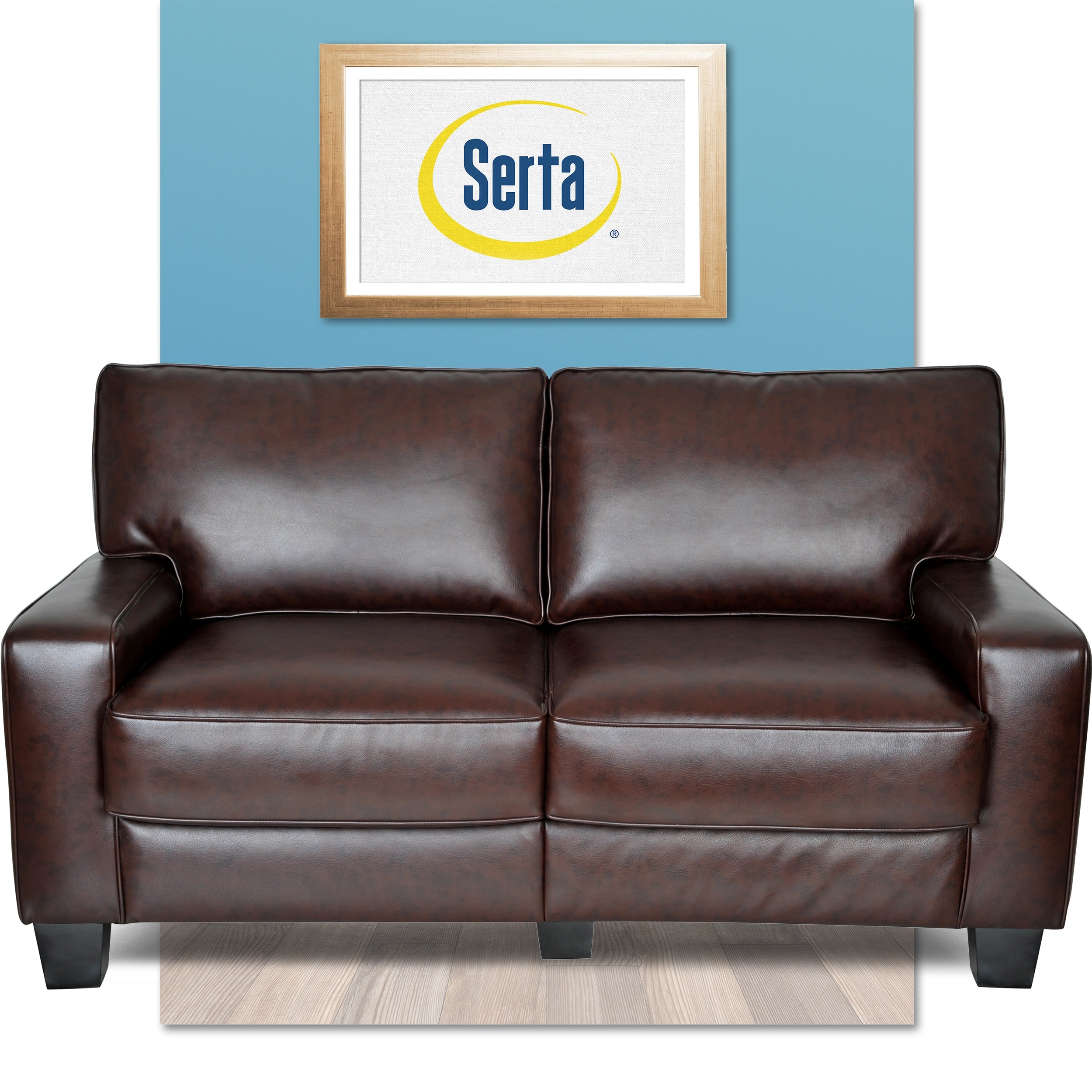 Shop Serta Rta Monaco Collection 60 Inch Brown Leather Sofa