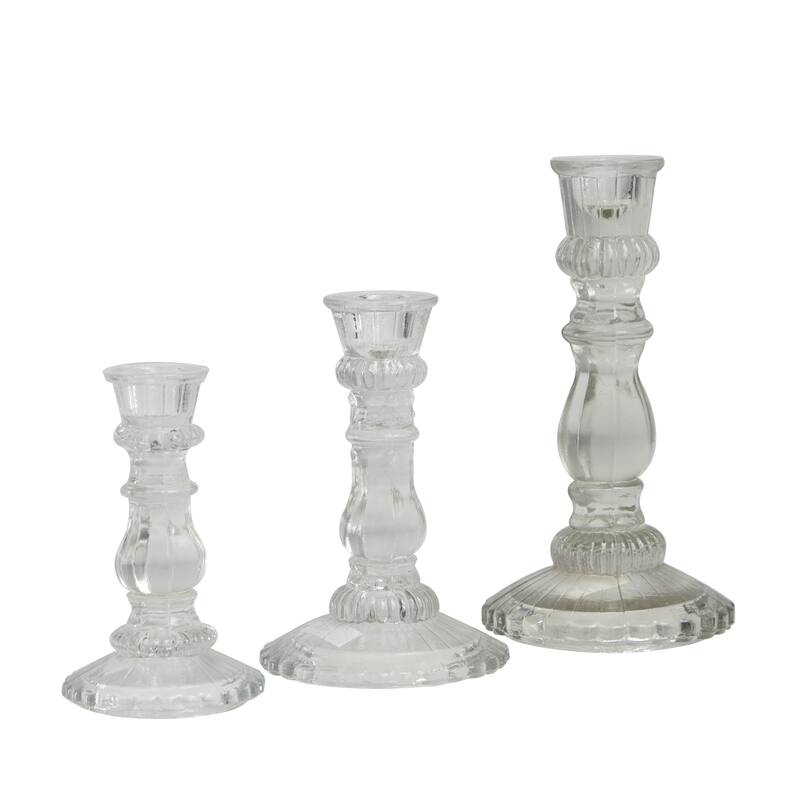 Clear Glass Candle Holder (Set of 3)