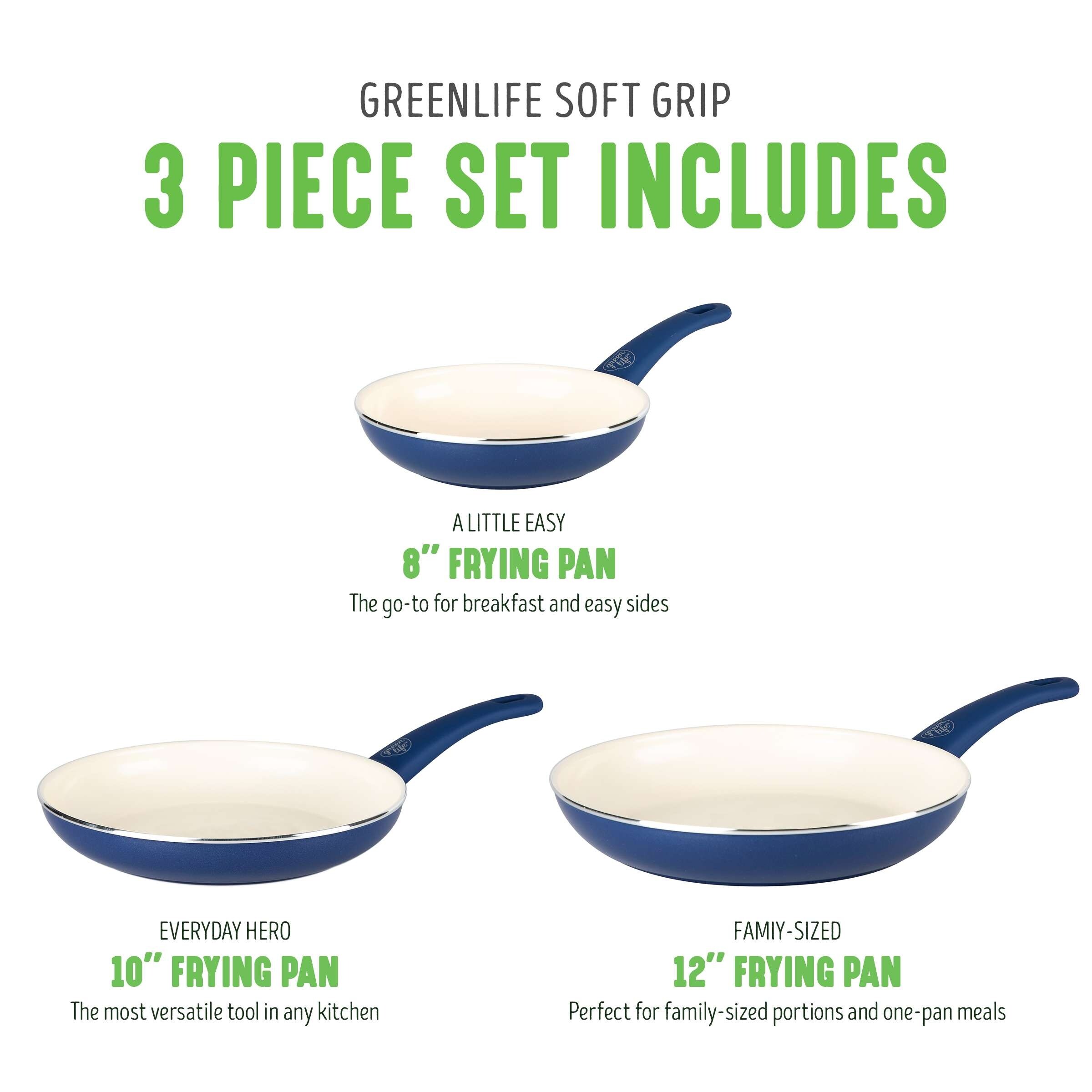GreenLife Healthy Ceramic Nonstick Soft Grip 12 Frying Pan w/ Lid - On  Sale - Bed Bath & Beyond - 37848445