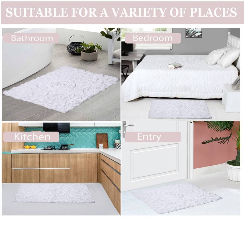 Bell Flower Bathroom Rug, Cotton Soft, Water Absorbent Bath Rug, Non Slip Shower Rug Machine Washable 24"x40" Rectangle