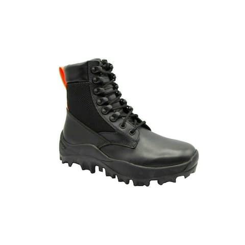 MCM Women's Black Leather Reflective Patch With Orange Pull Boots MES9ARA81BK (36 EU / 6 US) - 36 EU / 6 US