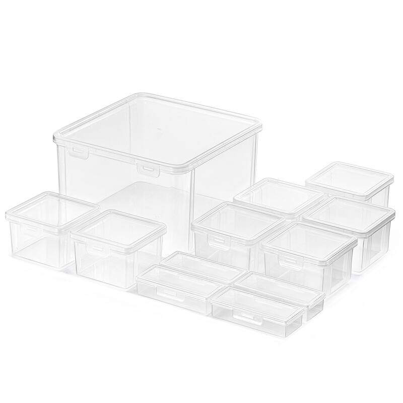 Sorbus 12-Piece Sewing and Craft Material Storage Set with Lids Box and Organizer - 8.3"L x 8.4"W x 5.1"H - 8.3"L x 8.4"W x 5.1"H - Clear