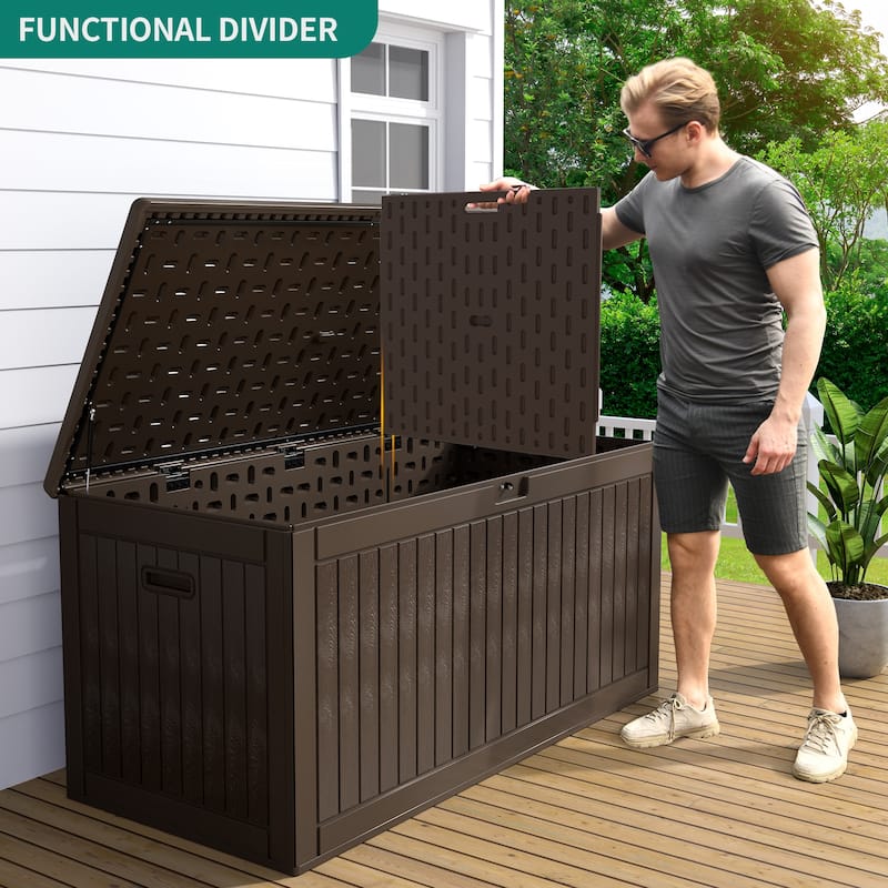 260 Gallons Water Resistant Resin Lockable Deck Box