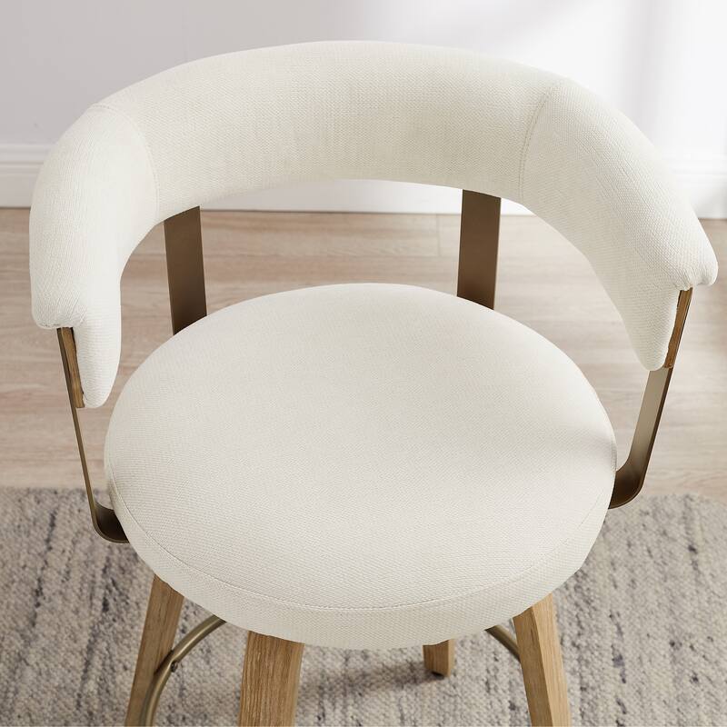 Art Leon Swivel Bar Stool Counter Height Chair with Wood Frame(set of 2)