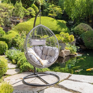 Layla Outdoor Hanging Wicker Basket Chair by Christopher Knight Home - 400 lb limit