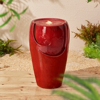 Demta 20.5-inch Cobalt Blue Ceramic Fountain with