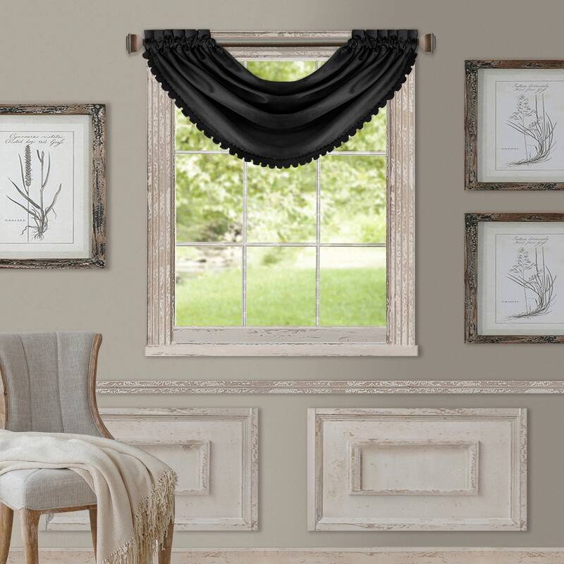 All Seasons Waterfall Window Valance - 52"x36" - Black