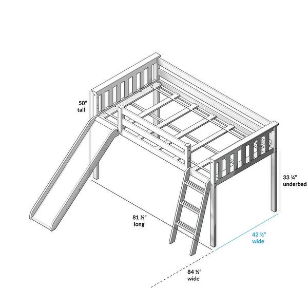 dimension image slide 1 of 2, Max and Lily Twin over Twin Low Bunk with Slide and Curtains