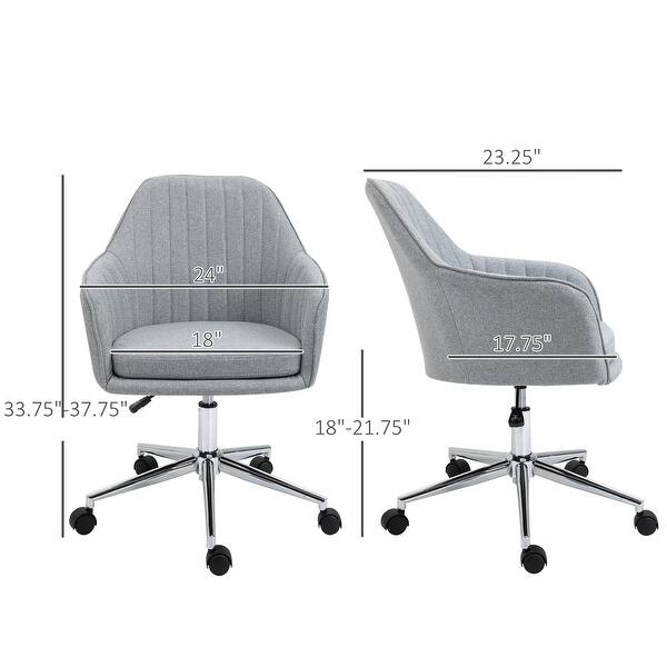Fabric Home Office Chair with Wheels, 360° Swivel Upholstered Makeup Chair, Rolling Task Chair with Height Adjustable - N/A